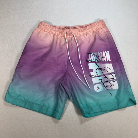 Jordan DNA Pool Shorts Mens S 29 Purple Mesh Liner Drawstring Multicolor Rainbow - Picture 1 of 13